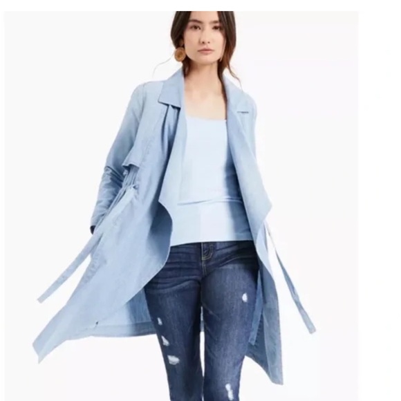 INC International Concepts Women's Blue Draped Chambray Jacket Large - Picture 6 of 16